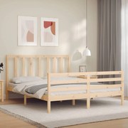 Estrutura de cama com cabeceira 160x200 cm madeira maciça