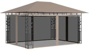 Gazebo c/ rede mosquiteira 4x3x2,73m 180 g/m² cinza-acastanhado