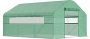 Outsunny Estufa tipo Túnel de Exterior 4x3x2 m para Jardim Pátio com 2 Janelas Cobertura PE Anti UV e 1 Porta de Enrolar Verde | Aosom Portugal