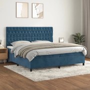 vidaXL Cama com molas/colchão 200x200 cm veludo azul-escuro