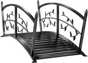 Outsunny Ponte de Jardim Metálica 1,2 m Ponte Decorativa para Lagos com Corrimãos de Segurança e Design de Folhas Preto | Aosom Portugal
