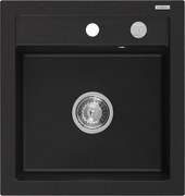 Mexen Vito lava-louça de granito com 1 cuba 520 x 490 mm, preto, sifão cromado - 6503521000-77