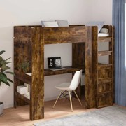 vidaXL Estrutura de Cama Loft com Mesa Carvalho Defumado 90 x 190 cm
