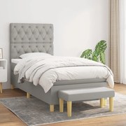 vidaXL Cama com molas/colchão 80x200 cm tecido cinza-claro