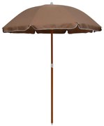 Guarda-sol com mastro de aço 180 cm cinzento-acastanhado