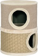 PawHut Arranhador em Forma de Cilindro para Gatos com 3 Níveis Plataforma e Caverna Confortável 37,5x37,5x70 cm Caqui e Bege | Aosom Portugal