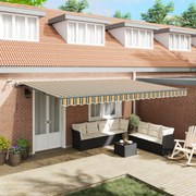 vidaXL Toldo Retrátil Automático com LED Verde e Amarelo 500x300 cm