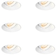 Conjunto de 6 Focos Embutidos Modernos Branco GU10 Redondo Sem Aro - Oneon