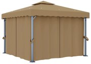 vidaXL Gazebo com cortina 3x3 m alumínio cinzento-acastanhado