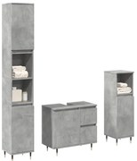 3 pcs conj. móveis casa banho derivados madeira cinza cimento