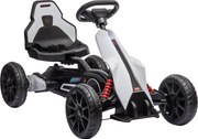 HOMCOM Go Kart Elétrico para Crianças Kart a Bateria 12V Velocidade Ajustável 3-5 km/h e Cinto de Segurança 100x58x58,5 cm Branco | Aosom Portugal