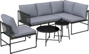 Outsunny Conjunto de Móveis Lounge para Jardim 4-5 Pessoas Conjunto Gardenlounge com Sofá 2 Lugares Mesa de Centro Cadeira Almofadas Grossas Laváveis | Aosom Portugal