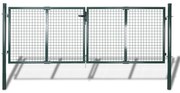 vidaXL Portão de vedação em aço 306x100 cm verde