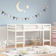 vidaXL Cama alta p/ criança c/ escada 80x200 cm pinho maciço branco