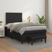 vidaXL Cama com molas/colchão 120x200 cm couro artificial preto