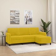 vidaXL Sofá de 3 lugares com apoio de pés 180 cm veludo amarelo