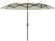 Outsunny Chapéu de Sol Duplo Chapéu de Sol de Jardim com Inclinação de 45° Manivela Estrutura de Aço 285x147x227cm Bege