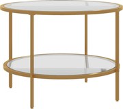 HOMCOM Mesa lateral, design moderno, 2 níveis, Ø60x43H cm, tom dourado | Aosom Portugal