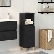 vidaXL Armário de Banheiro com porta Carvalho Preto 30 x 30 x 100 cm