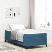 vidaXL Estrutura da Cama Azul Escuro e Branco 90 x 190 cm Veludo