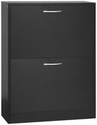 HOMCOM Sapateira de Madeira com 2 Compartimentos para Entrada Corredor Dormitório Sala de Estar 60x24x80 cm Preto