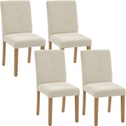 HOMCOM Cadeiras para Mesa de Jantar Conjunto de 4 Modernas Estofadas Veludo Conforto Encosto Alto Assento Acolchoado Bege | Aosom Portugal