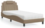 vidaXL Cama com colchão 90x200 cm couro artificial cor cappuccino