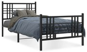 Estrutura de cama com cabeceira e pés 90x190 cm metal preto