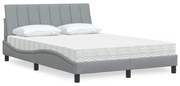 vidaXL Cama com colchão 120x200 cm tecido cinza-claro