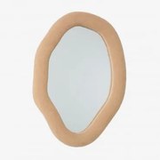 Espelho De Parede 70x100 Cm Em Borreguito Ceniro Chenille Castanho Trigo - Sklum