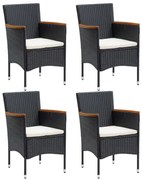 vidaXL Cadeiras de jantar para jardim 4 pcs vime PE preto