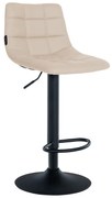 Banco de bar Jerry em couro sintético com estrutura preta 87-108,5 x 43 x 46,5 cm Creme