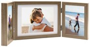 vidaXL Moldura com três dobras 22x15 cm+2x(10x15 cm) castanho-claro