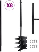 vidaXL Broca de terra com pega 250 mm com tubo de extensão de 8 m aço