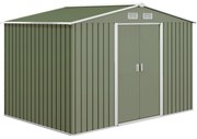 Outsunny Abrigo de Jardim Exterior 4,83m² 277x195x192cm Abrigo e Jardim Metálico para Armazenamento de Ferramentas Verde Claro | Aosom Portugal