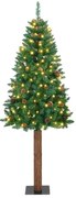 vidaXL Árvore de Natal Slim com 300 LEDs com suporte Verde 180 cm