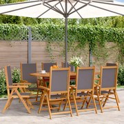 vidaXL Cadeiras jardim reclin. 8 pcs tecido/madeira maciça antracite