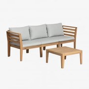 Conjunto De Jardim De 3 Peças Com Braços E Mesa De Centro Em Madeira De Acácia Filips Cinza Claro - Sklum