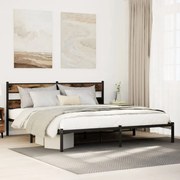 vidaXL Estrutura de cama sem colchão 180x200cm metal carvalho fumado
