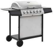 vidaXL Grelhador/BBQ a gás 6 zonas de cozinhar aço inoxidável prateado