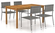 vidaXL 5 pcs conjunto de jantar para jardim cinzento