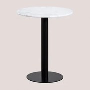 Mesa De Bar Redonda Mármore (ø60 Cm) Rocher Mármore Branco & Preto - Sklum