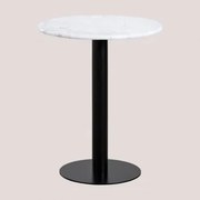 Mesa De Bar Redonda Ø60 Cm Em Mármore Rocher Mármore Branco Guangxi & Preto - Sklum