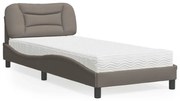 vidaXL Cama com colchão Hvar 80x200 cm tecido castanho-acinzentado