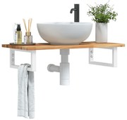 vidaXL Prateleira de parede p/ lavatório aço/madeira de acácia maciça