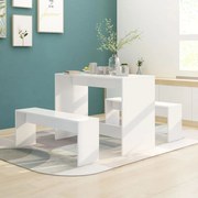 vidaXL 3 pcs conjunto de jantar derivados de madeira branco