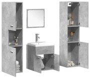 vidaXL 5 pcs conj. móveis casa banho derivados madeira cinza cimento