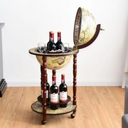 Garrafeira Globo com rodas Suporte móvel para bebidas alcoólicas Design inovador e prático 88 x 45 x 45 cm