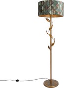 Candeeiro de pé dourado com abajur com design de folha e interior dourado 50cm - Linden