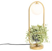 Candeeiro de mesa Art Déco dourado com vidro branco - Isabella